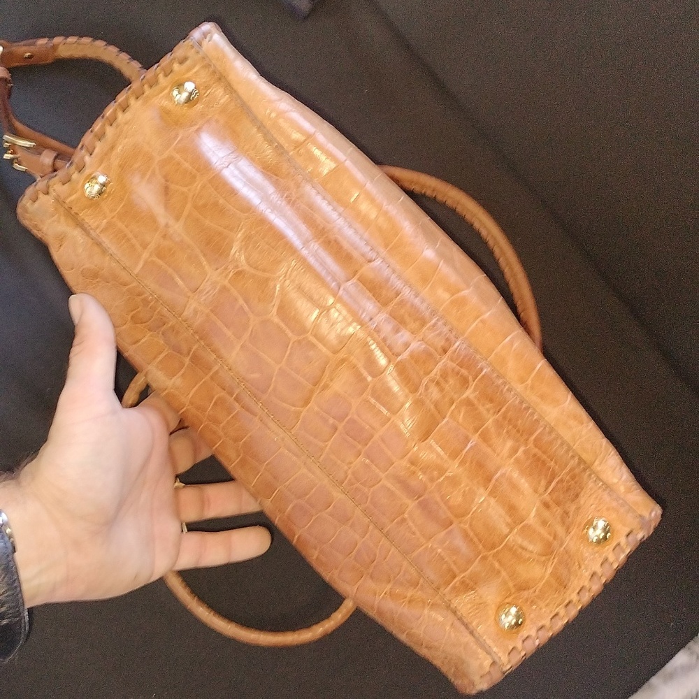 RARE Michael by Michael Kors brown crock embossed leather Hamilton satchel - Picture 9 of 15